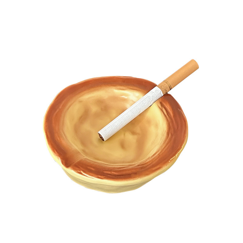 创意蛋挞烟灰缸可爱搞怪高级感防灰飞烟缸个性家用客厅办公室摆件|undefined