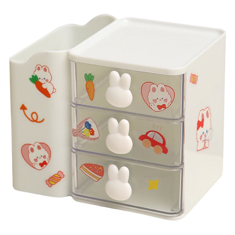 Caja de almacenamiento de escritorio estilo ins, transparente, tipo cajón, portalápices para estudiantes, organizador de papelería para oficina, dormitorio y artículos diversos.