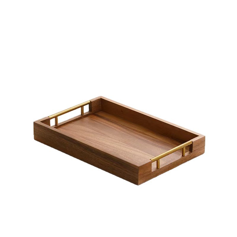Bandeja de madera maciza para poner tazas de té, tazas de agua, platos de té, Sala de estar Hotel simple bandeja de café rectangular pequeña bandeja de café image 6