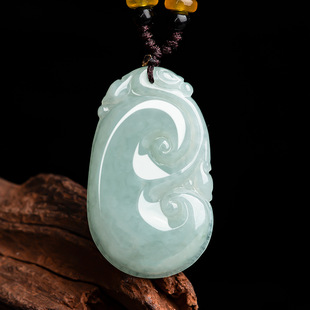 Natural A goods jadeite Ruyi pendant ice jade pendant flower men's necklace women's jade pendant jade wholesale