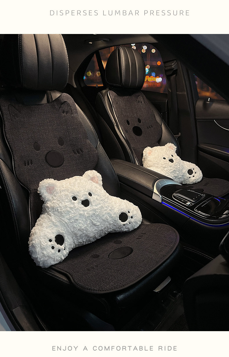 Car Seat Cushion for All Seasons 2026 New Cartoon Cute West Highland Linen Breathable Car Seat Cover