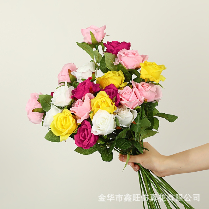 多色珍珠玫瑰仿真花家居客厅酒店婚礼餐桌装饰永生花户外拍摄假花|undefined