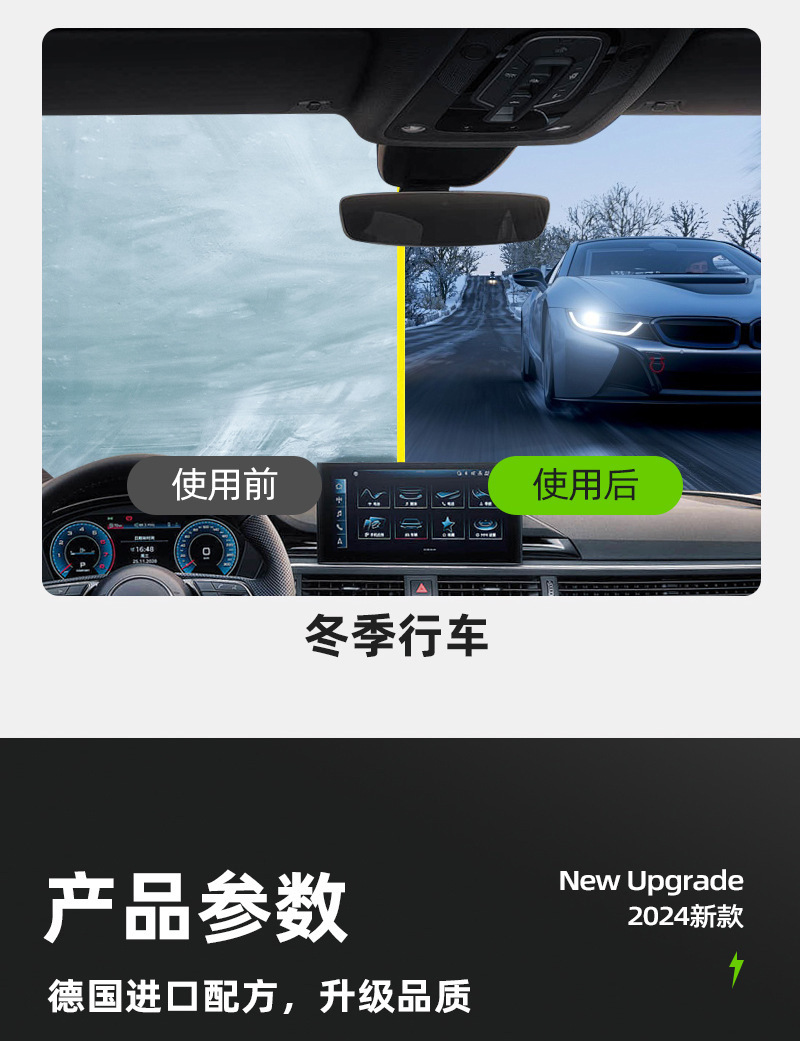 Debedi Car Anti-Freeze Glass Oil Film Remover for Front Windshield and Side Windows, Oil Stain Remover, Cleaning Agent