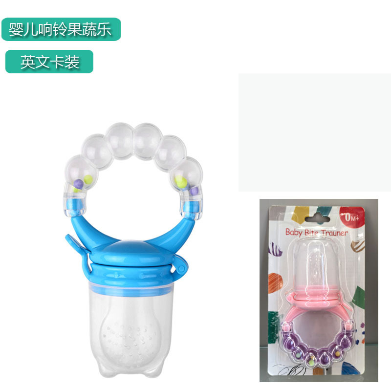 Inglés paquete de tarjetas bebé mordida música niños campana fruta y verdura música suplemento de alimentos para bebés fruta bolsa de malla al por mayor