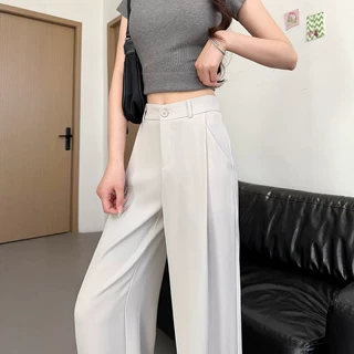 老钱风西装阔腿裤女夏2026新款高腰显瘦小个子垂感休闲窄版直筒裤