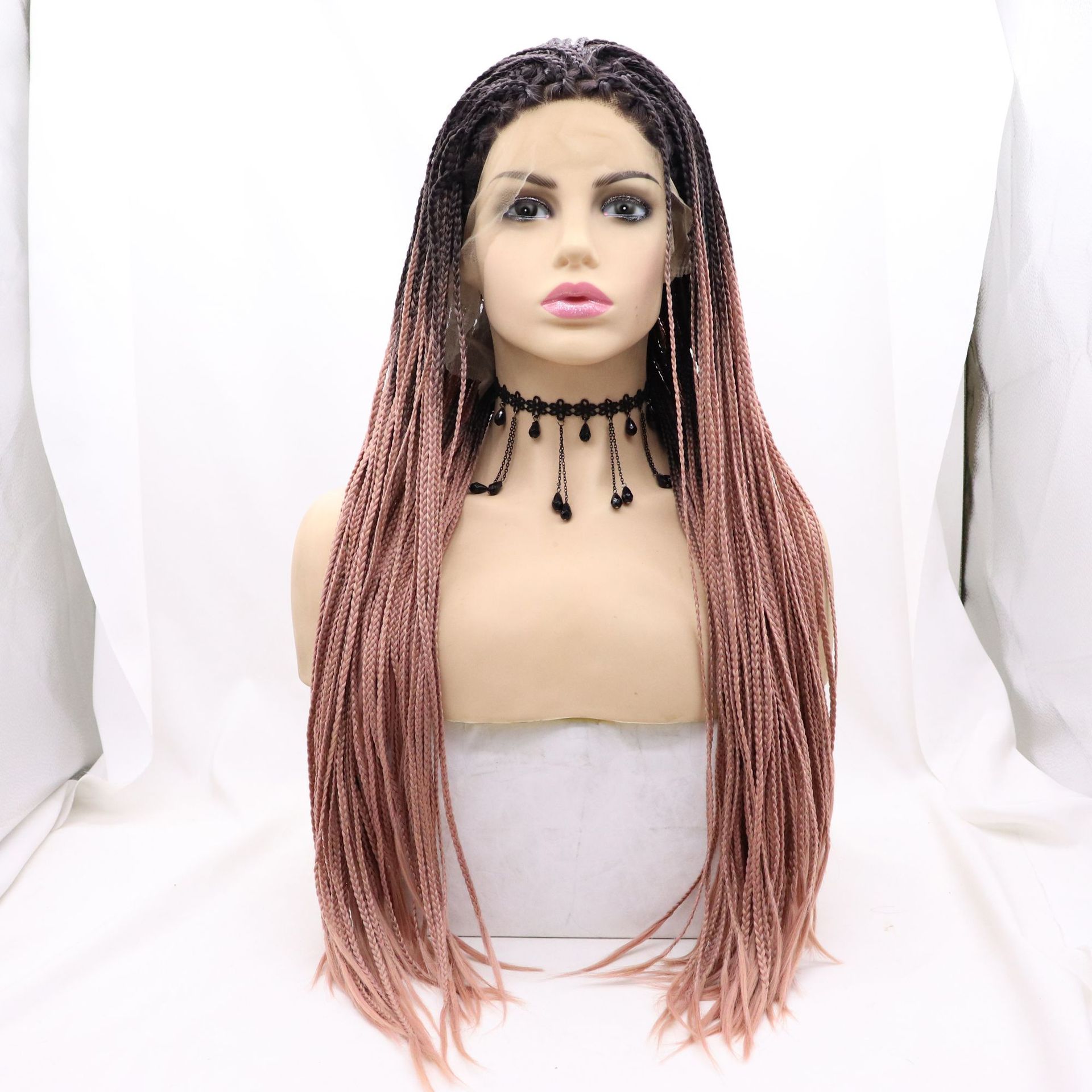 Europa y América NEWLOOK Front encaje moda nuevo cabello largo trenza peluca transfronteriza Lace Front Wigs