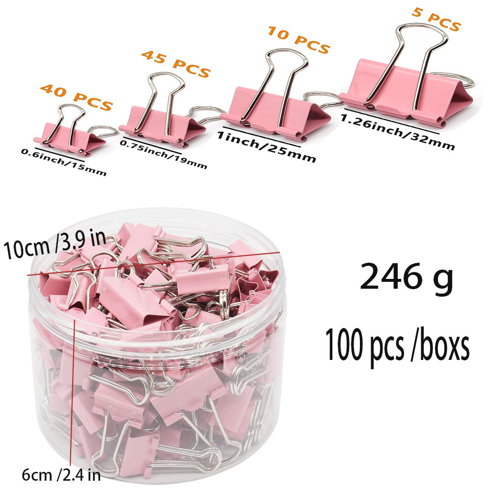 Juego de combinación de venta caliente transfronteriza Papelería Clip de cola larga de color Clip de cola de milano negro Clip de boleto de encuadernación de metal Clip de papel de prueba