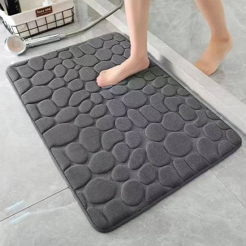 Cross-Border Wholesale Bathroom Floor Mats Coral Velvet Small Stone Floor Mats Household Washable Non-Slip Mats Stain-Resistant and Absorbent Foot Mats