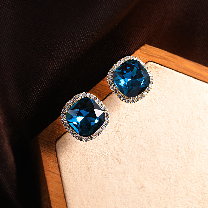 Geometric square elegant blue sophisticated fashionable earrings…