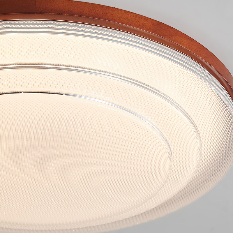 Lámpara de techo de habitación simple, creativa moderna, retro, nogal, protección ocular, lámpara Zhongshan, luz redonda minimalista, luz principal del dormitorio