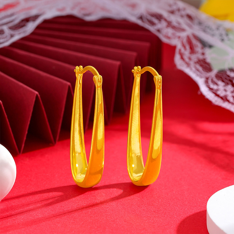 En FORMA DE U gota de agua diseño pendientes de las mujeres pendientes de oro imitación simple todo partido geométrico aleación de cobre moda elegante al por mayor