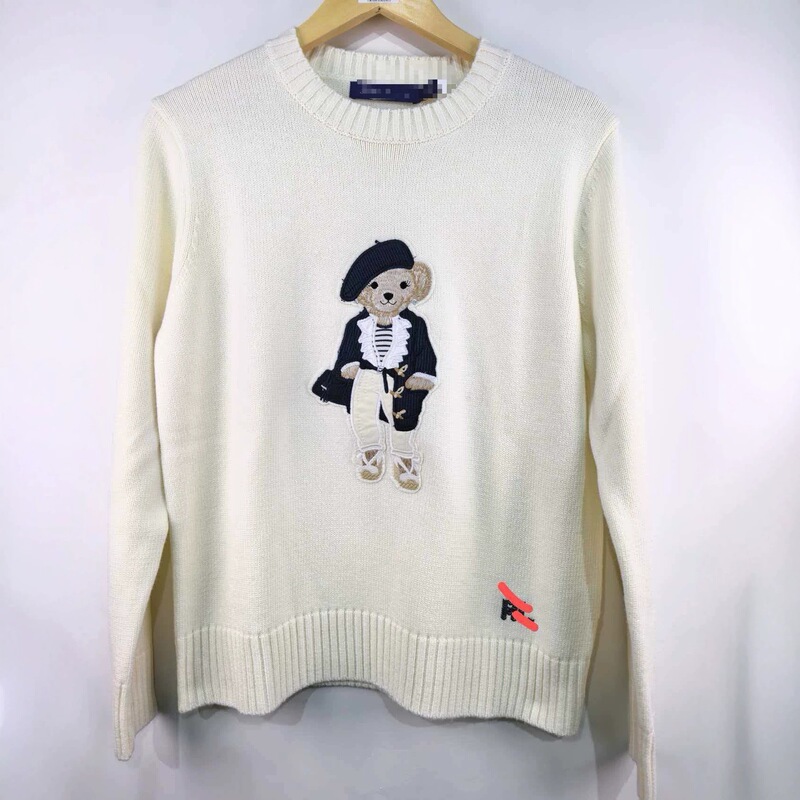 Cross-Border Quality Products with Qr Code, Autumn and Winter Wool and Cashmere Round-Neck Knit Long-Sleeve Loose-Fitting Youthful Embroidered Cartoon Bear Sweater Cross-Border Quality Products with Qr Code, Autumn and Winter Wool and Cashmere Round-Neck Knit Long-Sleeve Loose-Fitting Youthful Embroidered Cartoon Bear Sweater