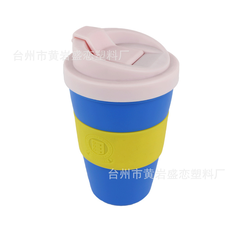 12oz clamshell coffee cup office plastic with lid Car Cup stock rubber ring insulation pp Cup printable