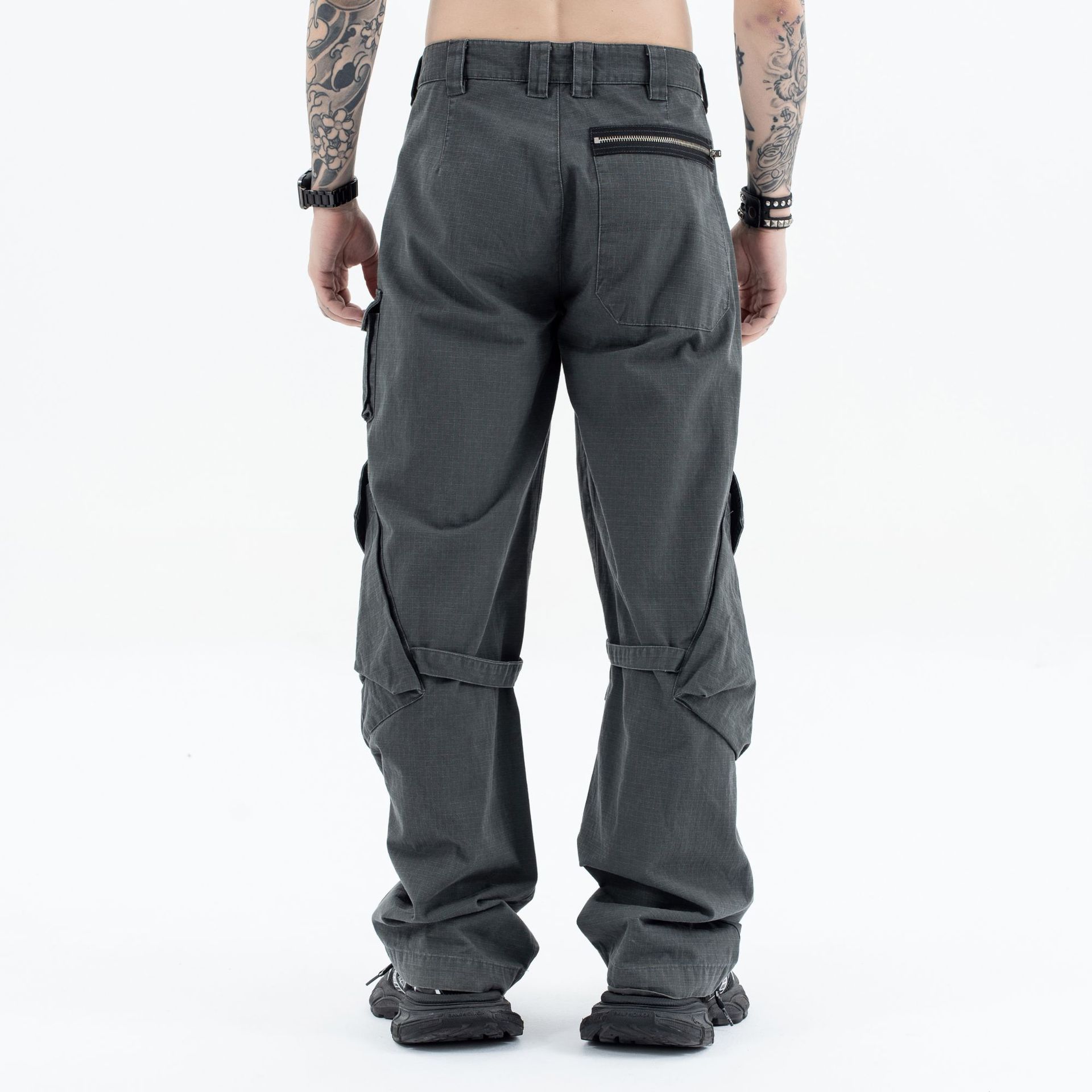 Miesten vaatteet Lanhai miesten syksy- ja talvivaatteet AC pestyt kuluneet taskulliset siteet housut löysät suorat rento retro työvaatteet leveälahkeiset housut miehille_voghion.com