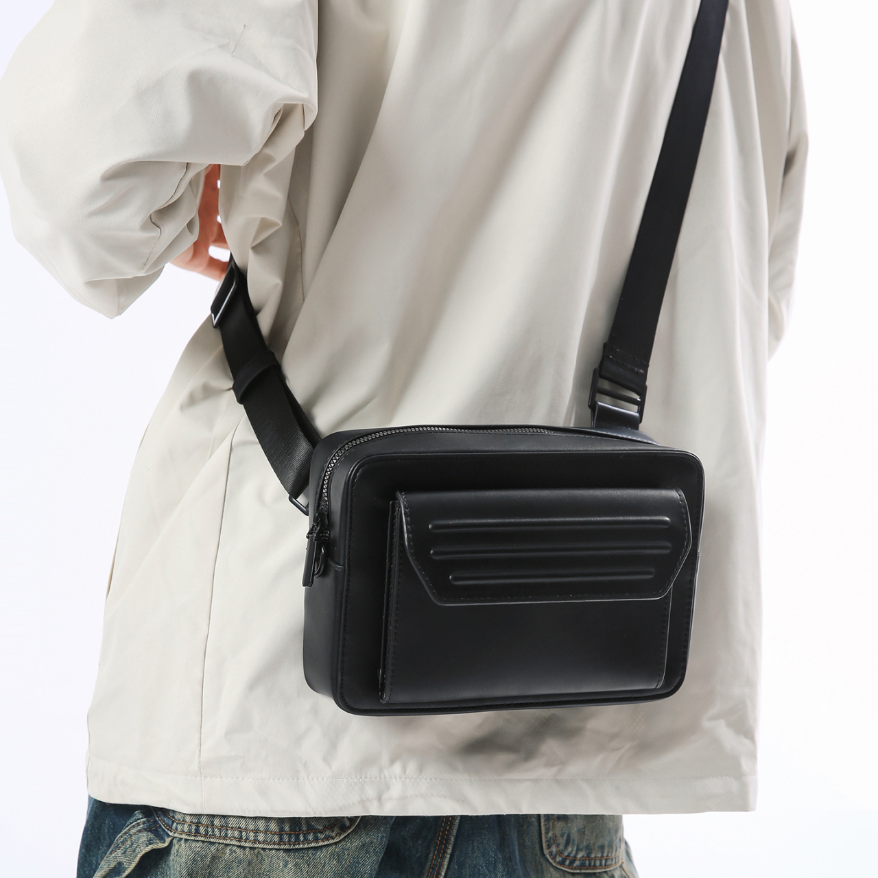 High-End New Style Men's Bag, Single Shoulder Crossbody Bag, Men's Fashionable Messenger Bag, Korean Style Trendy Motorcycle Bag, Retro Backpack