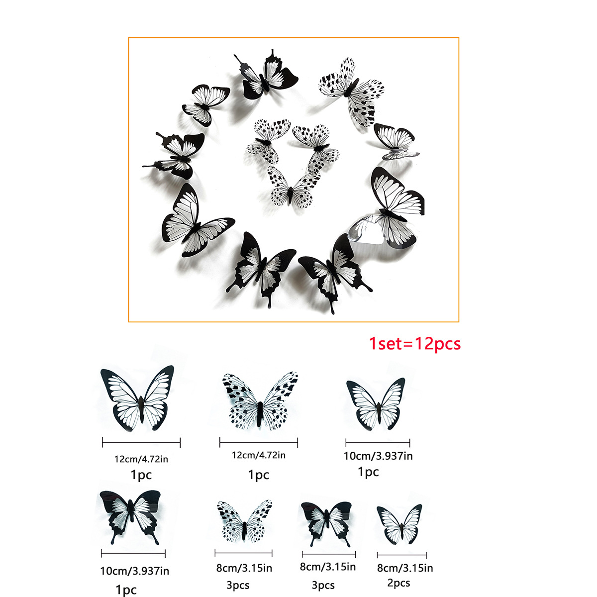 3D Three-Dimensional Black Textured Butterfly Festive Decorations For Living Room And Bedroom Wall Stickers Manufacturer_voghion.com