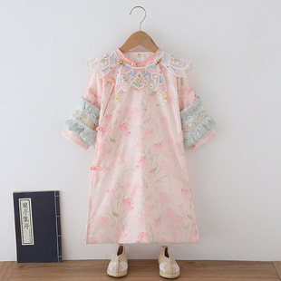 Girls' Hanfu Spring and Autumn Tang Suit Girls' Cheongsam Cheongsam Baby Girl Super Fairy Long Sleeve Antique Mid-Autumn dress