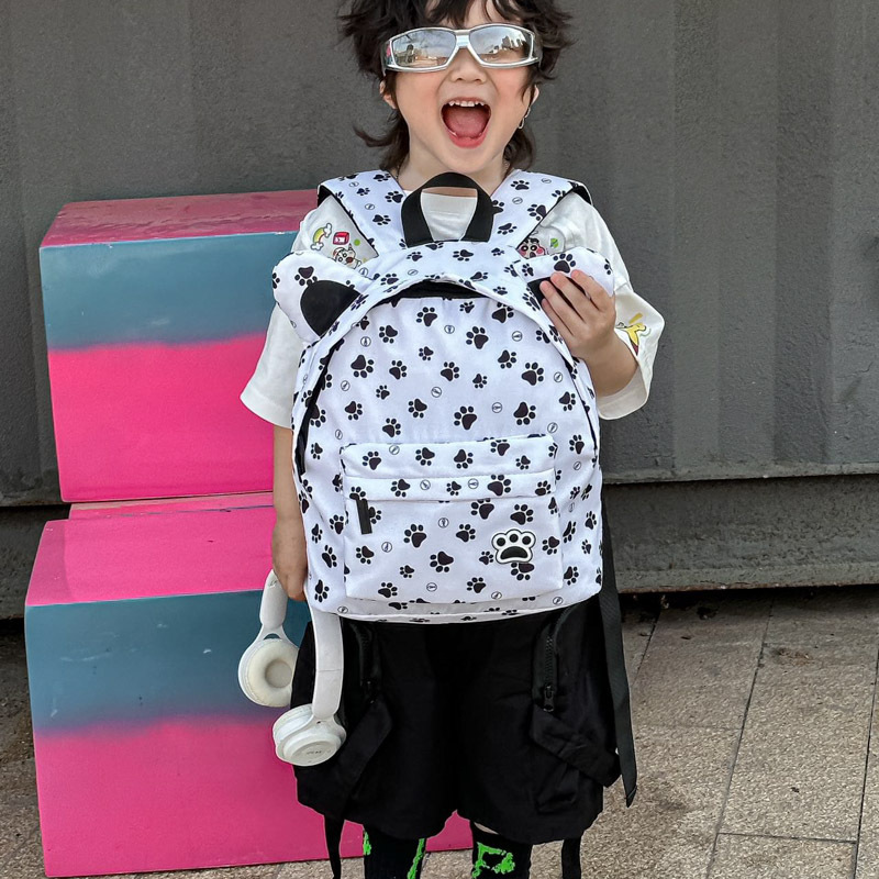 Kindergarten escuela primaria mochila escolar dibujos animados pies lindos niños y niñas mochila moda leopardo estampado niños mochila marea