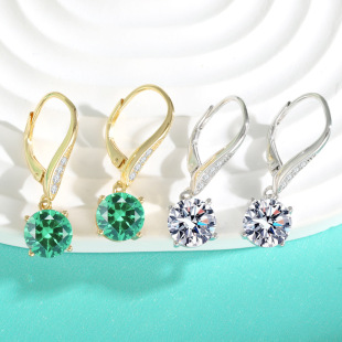 Cross-border European and American Moissanite French buckle earrings fashion temperament four-claw earrings senior earrings sterling silver factory wholesale