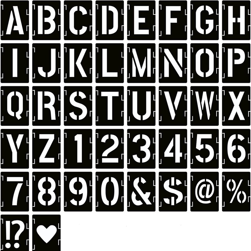 クロスボーダー42ピースアルファベット数字記号テンプレートセットDIYプラスチックアルファベット絵画テンプレートアルファベットインターロック|undefined