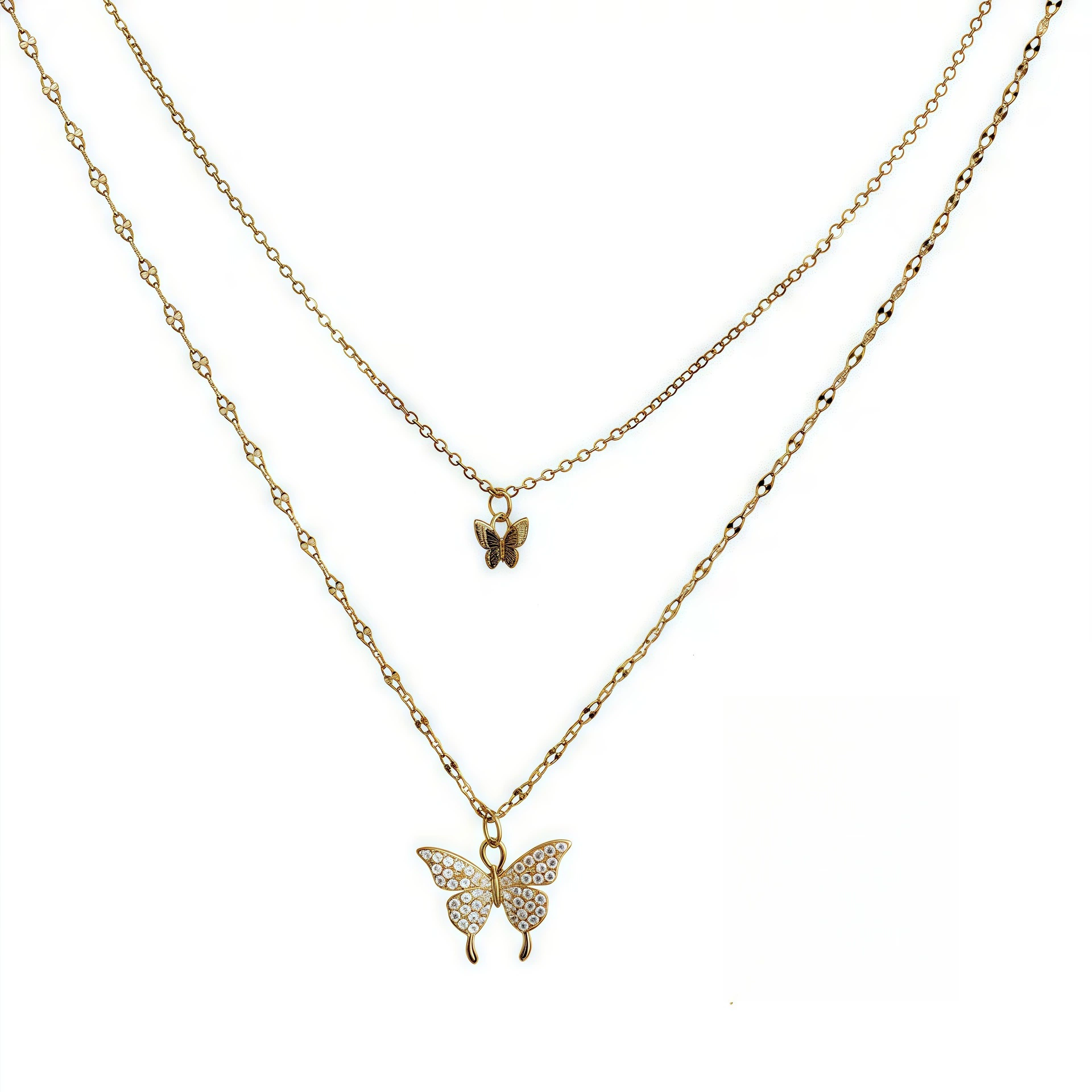 Колье (small necklace) DZ-92, цепочка с бабочкой, легкая люксовая подвеска для ключей и сумки