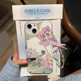 新中式荷花适用iPhone17promax苹果16磨砂手机壳15/14防摔13软壳x