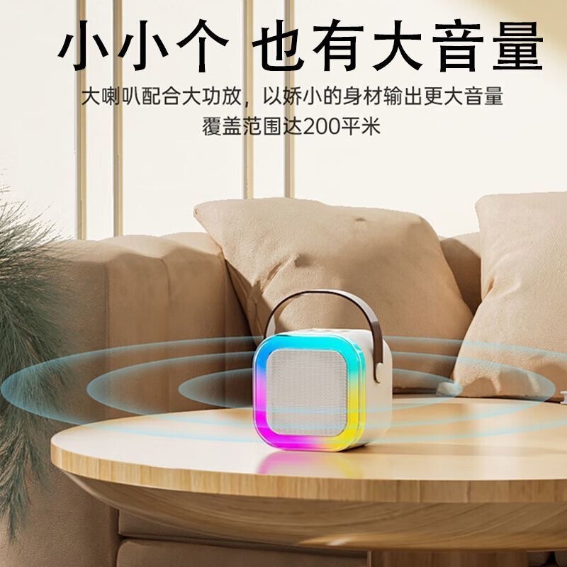 跨境爆款K12蓝牙音箱话筒一体户外直播家用K歌带麦克风音响迷你|undefined