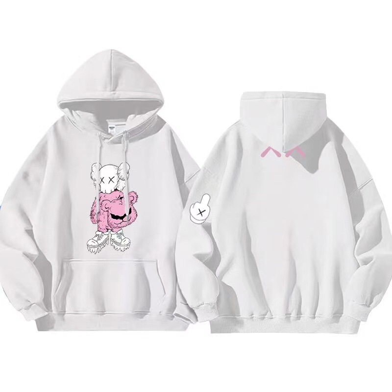 Kaws Sesame Street Collaboration Men's and Women's Trendy Fashion Cartoon Harajuku Style Warm Loose Hooded Pullover Sweatshirt