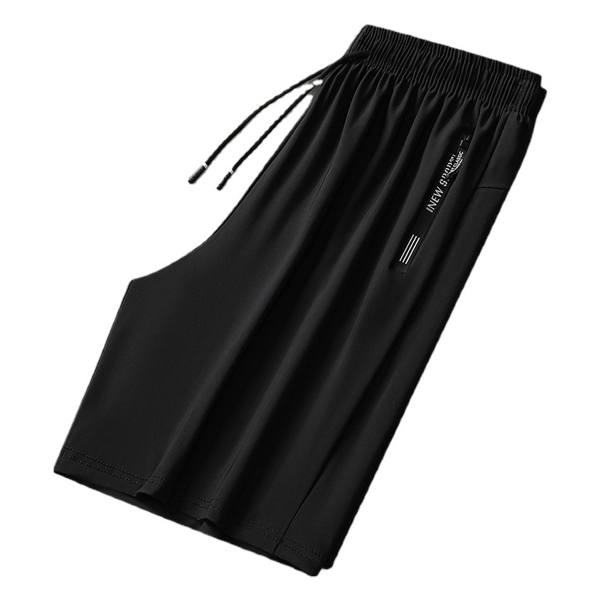 Pantalones cortos de talla grande M-8XL para hombre, pantalones deportivos holgados de verano de seda helada de cinco puntos, pantalones casuales delgados de talla grande para personas grandes y altas.