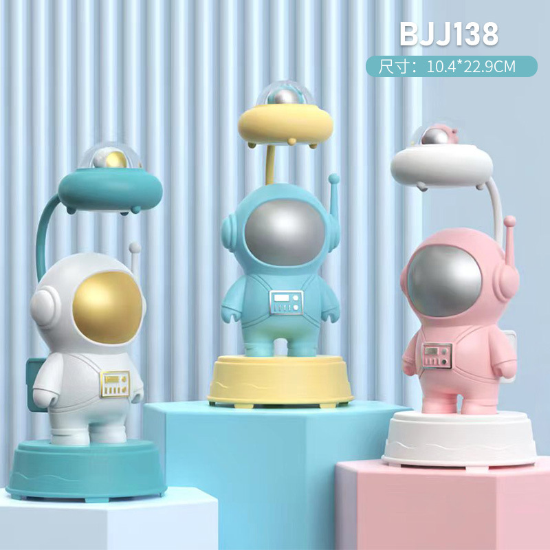 Dibujos animados astronauta Rana dinosaurio unicornio sacapuntas lámpara de mesa USB recargable habitación de los niños LED protección de los ojos lámpara de mesa