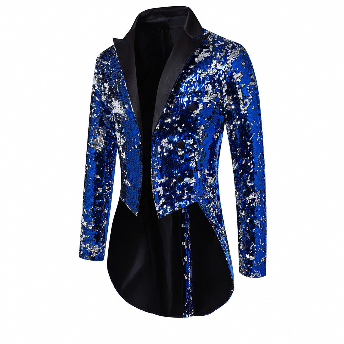 Men's Sequin Tuxedo Blazer Slim Fit Rhinestone Tailcoat For Stage_voghion.com