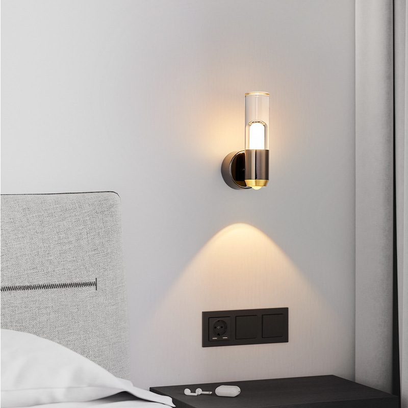 Diseñador nórdico sala de estar sofá lado de fondo lámpara de pared minimalista dormitorio cabecera creativa minimalista lámpara de pared de pasillo