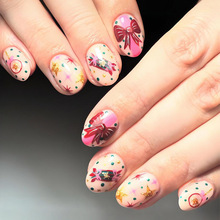 圣诞新款蝴蝶结星星气球穿戴甲24片成品假指甲欧美穿戴甲批发nail