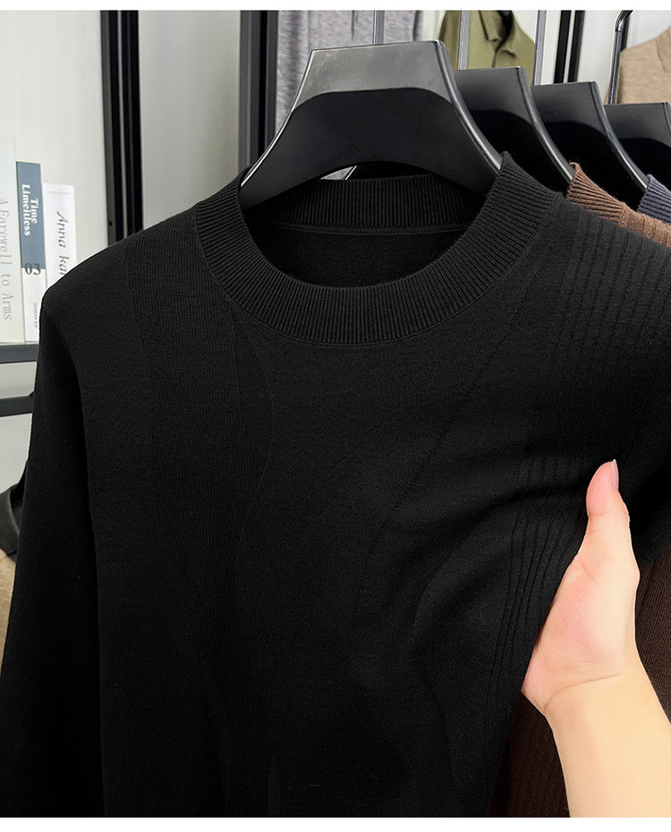 Collar redondo hoodie otoño y invierno nuevo estilo camiseta de punto hombre de color sólido de manga larga fondo de moda casual negocio suéter versátil