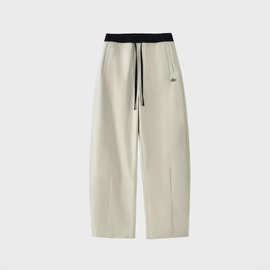 alo韩系春季休闲裤子显瘦简约撞色腰拼接洋气小众设计感女士弯刀