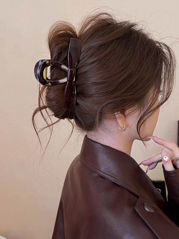 2025年新作フレンチサテン三角グリッパー、女性用ハイエンド後頭部ヘアシャーククリップ、気質と多用途のヘアアクセサリー|undefined