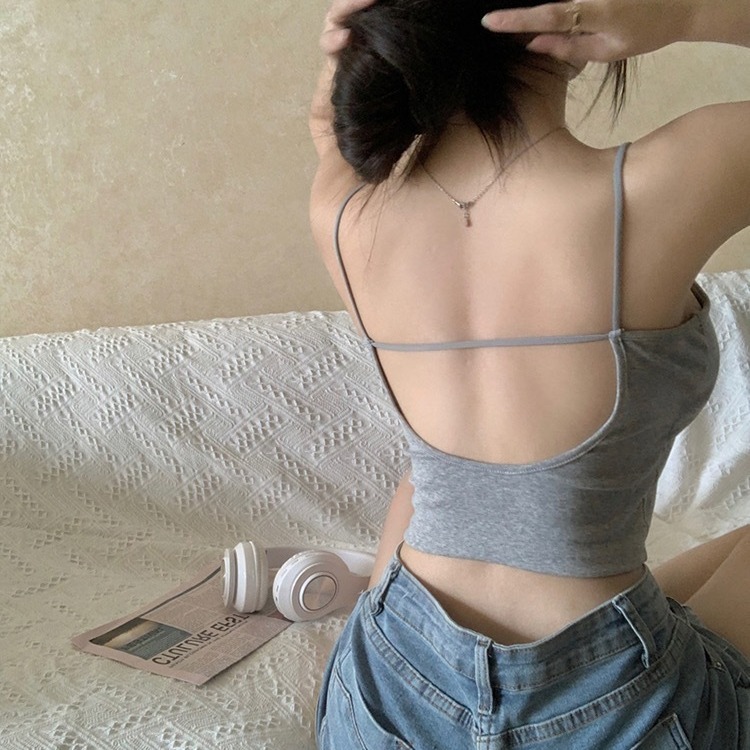 Estilo japonés chica caliente nuevo estilo belleza espalda delgada correa de hombro propio pecho de las mujeres pad integrado chaleco Copa se puede usar fuera ropa interior a juego