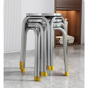 Manufacturer Wholesale Thickened Stainless Steel Stool Cover Stool Home Restaurant Round Stool Four Corner Stool Stainless Steel Table and Chair Set