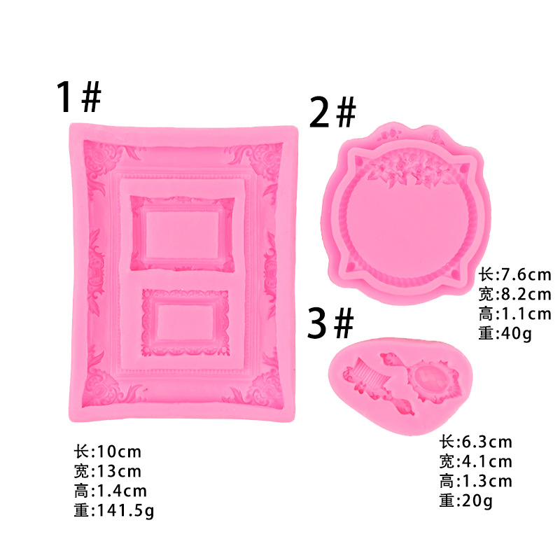 DIY vintage marco de fotos marco peine epoxi molde de silicona ultra-ligero pastel de arcilla decoración molde de chocolate para hornear
