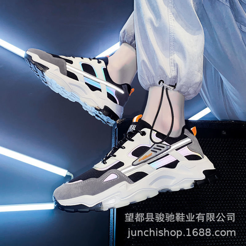 Comercio exterior al por mayor nuevos zapatos de hombre de suela gruesa aumento de altura zapatos torpes de los hombres de la parte inferior de cordones zapatos casuales versátiles zapatos deportivos de moda