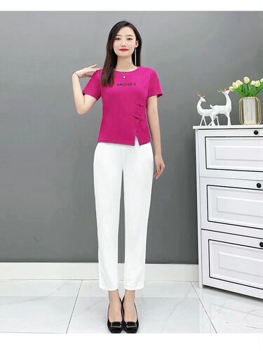 95% cotton short-sleeved shirt for women's summer 2025 new style casual and fashionable Korean style pan-button split foreign-style age-reducing all-match top