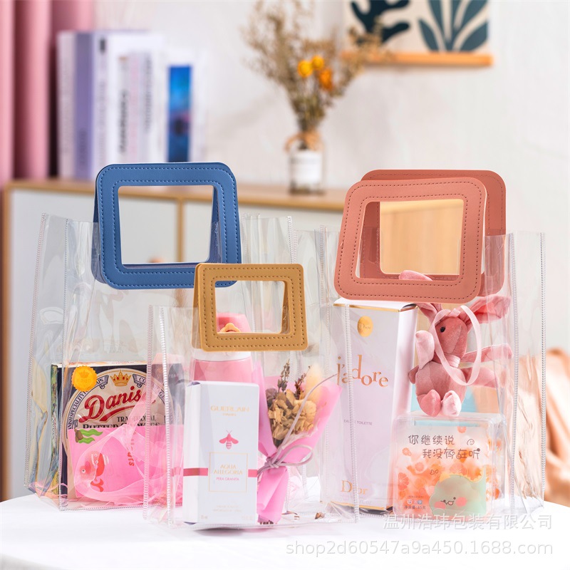 Transparent handbag gift bag pvc plastic gift bag high sense hand gift bag gift bag custom