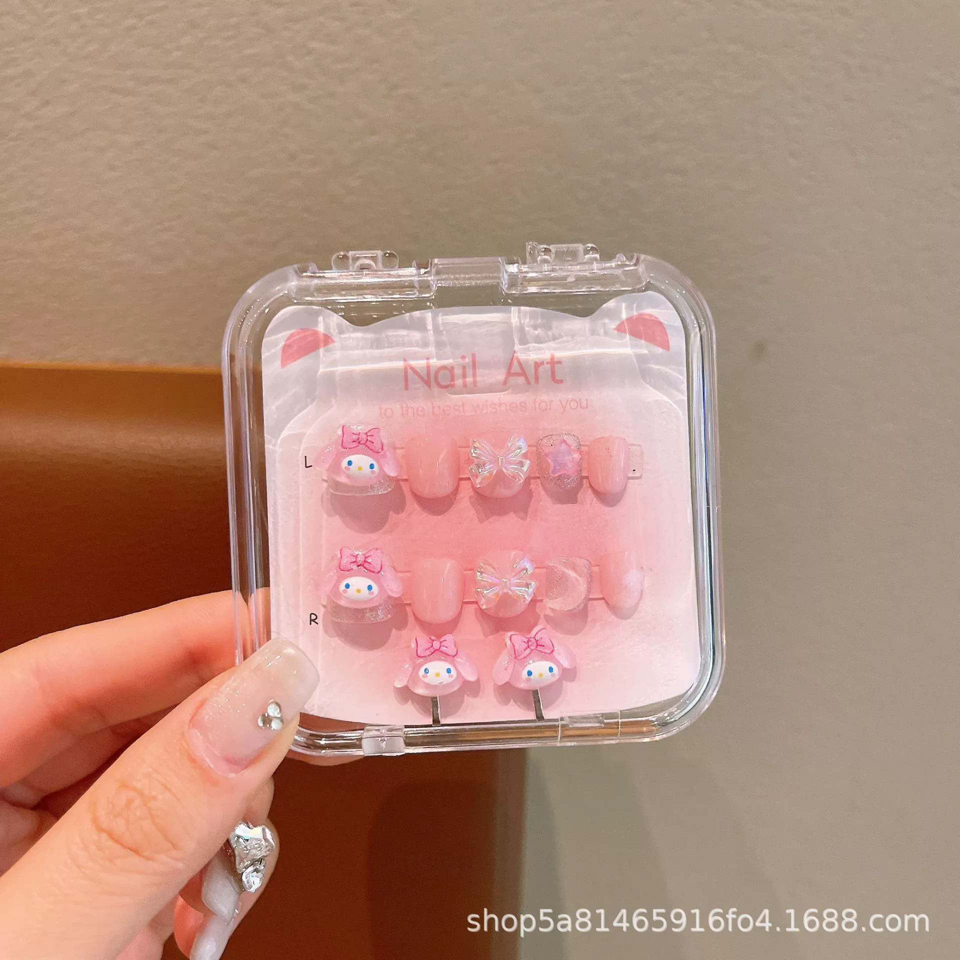 Sanrio, детские 3D-наклейки для ногтей, милые съемные мультяшные искусственные ногти