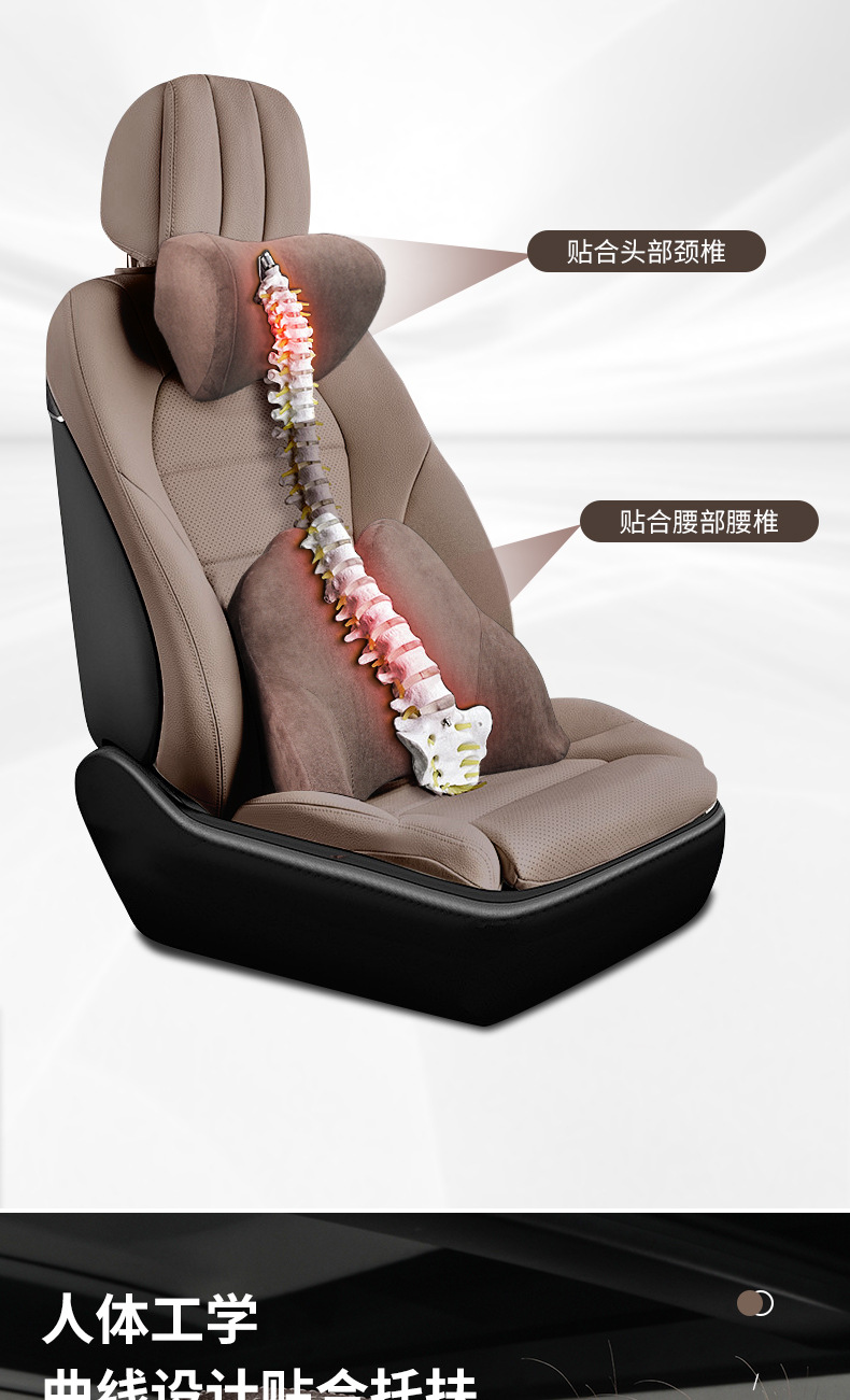 Car Headrest Neck Pillow Memory Foam Pillow Car Supplies Seat Cervical Pillow Car Lumbar Pair for Car