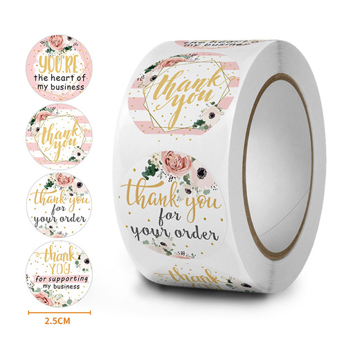 Foreign trade roll-packed flower crafts decoration thank you seal sticker envelope holiday handmade holiday decoration sticker