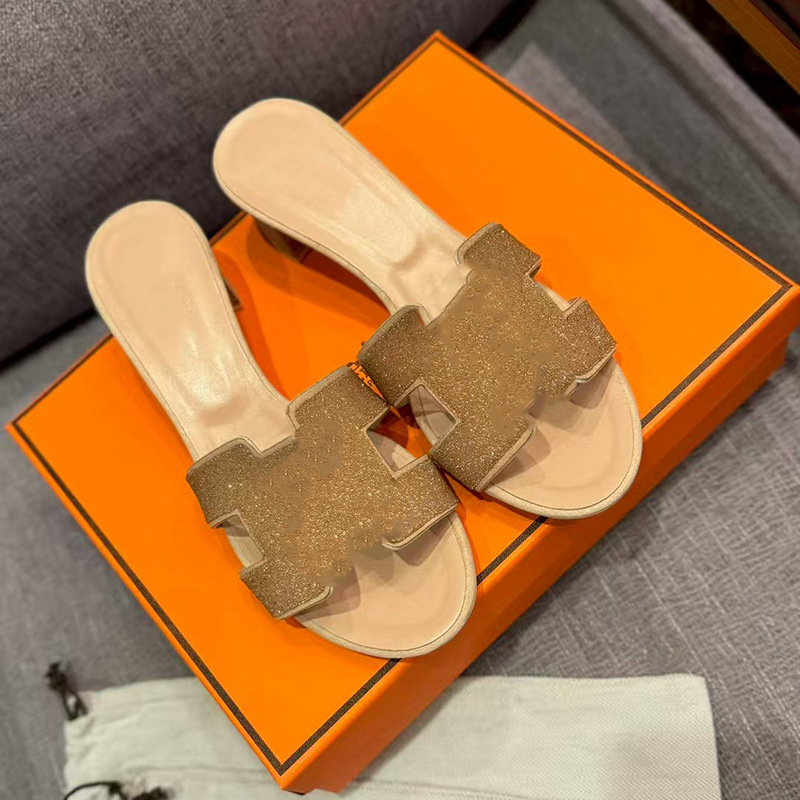 鼎羊皮の新型真皮平底ネット赤同タイプのスリッパ女性夏外着一字引きビーチカジュアル太さと涼しさ引き