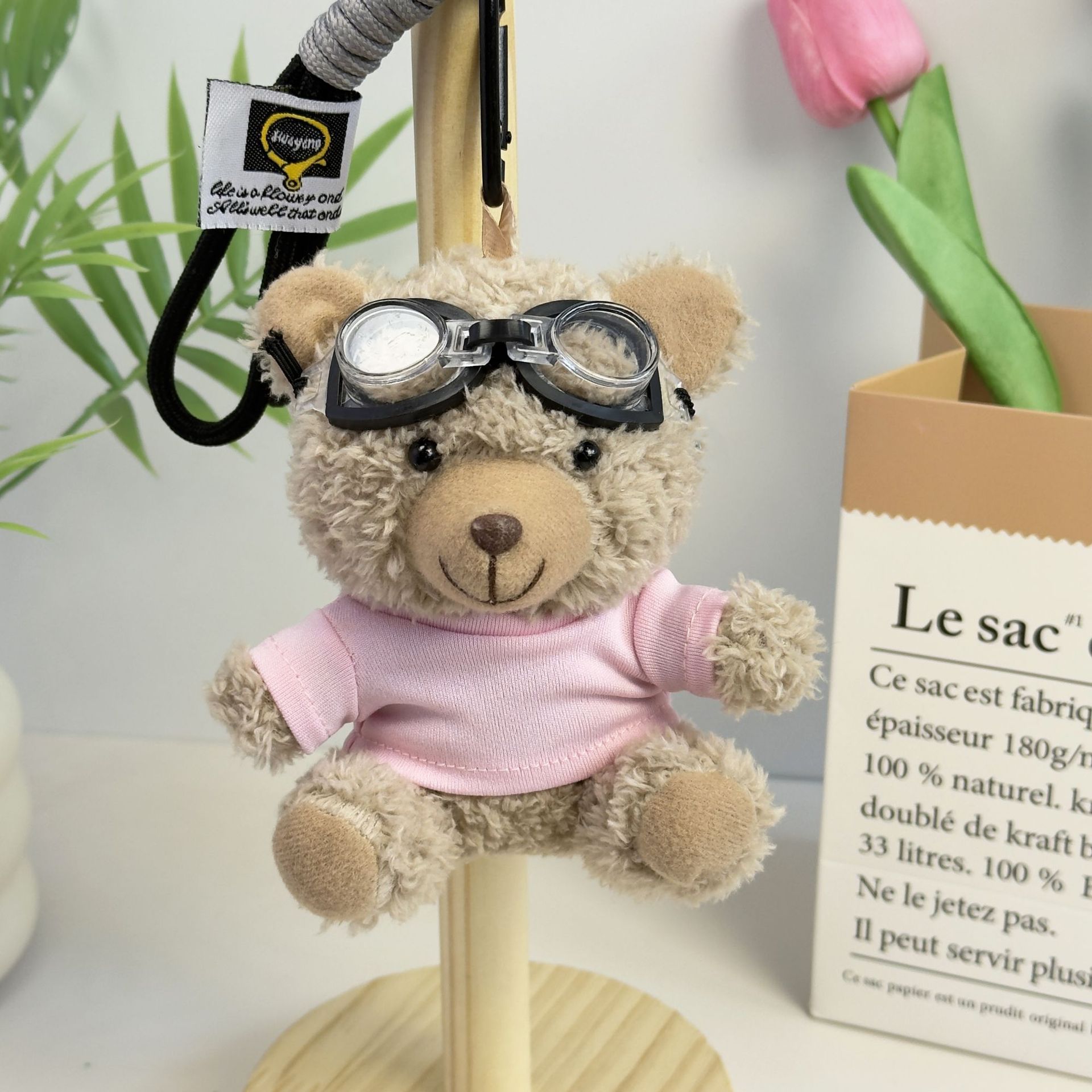 Suéter Teddy Bear Keychain bolsas colgantes muñecas de peluche creativas lindas gafas piloto Teddy Bear
