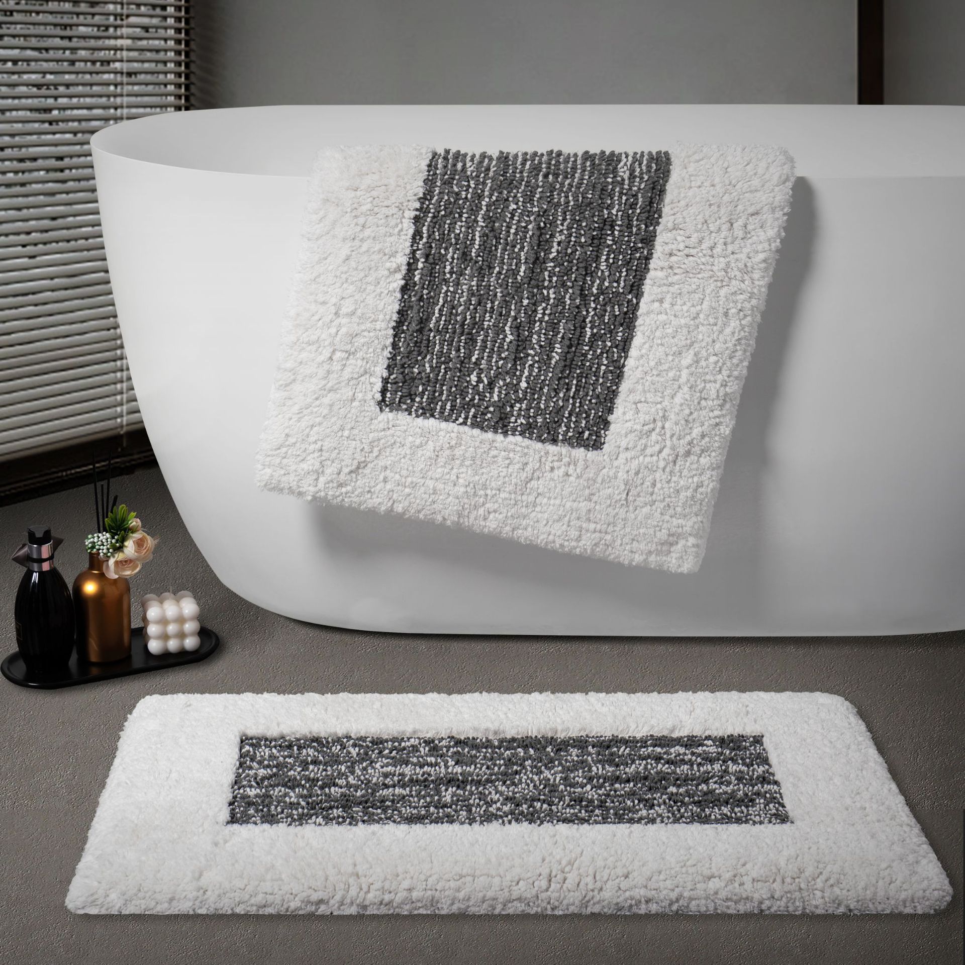 Hotel de alta gama alfombra de suelo de absorción de agua de algodón grueso puerta de inodoro antideslizante alfombra de suelo doméstica lavable a máquina