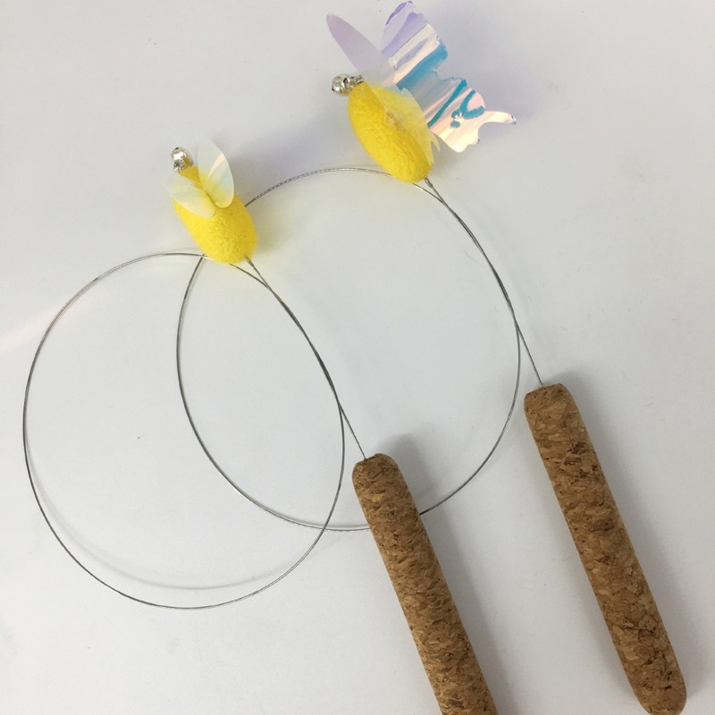 星智猫玩具逗猫棒木質材料蚕繭鋼線響紙木製ハンドルペット猫玩具用品|undefined