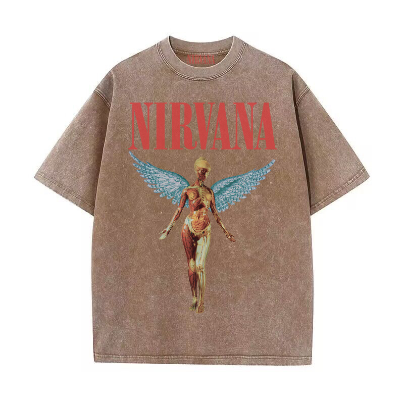 Nirvana banda de rock Nirvana Cobain cocoburn apenado lavado vintage batik camiseta suelta